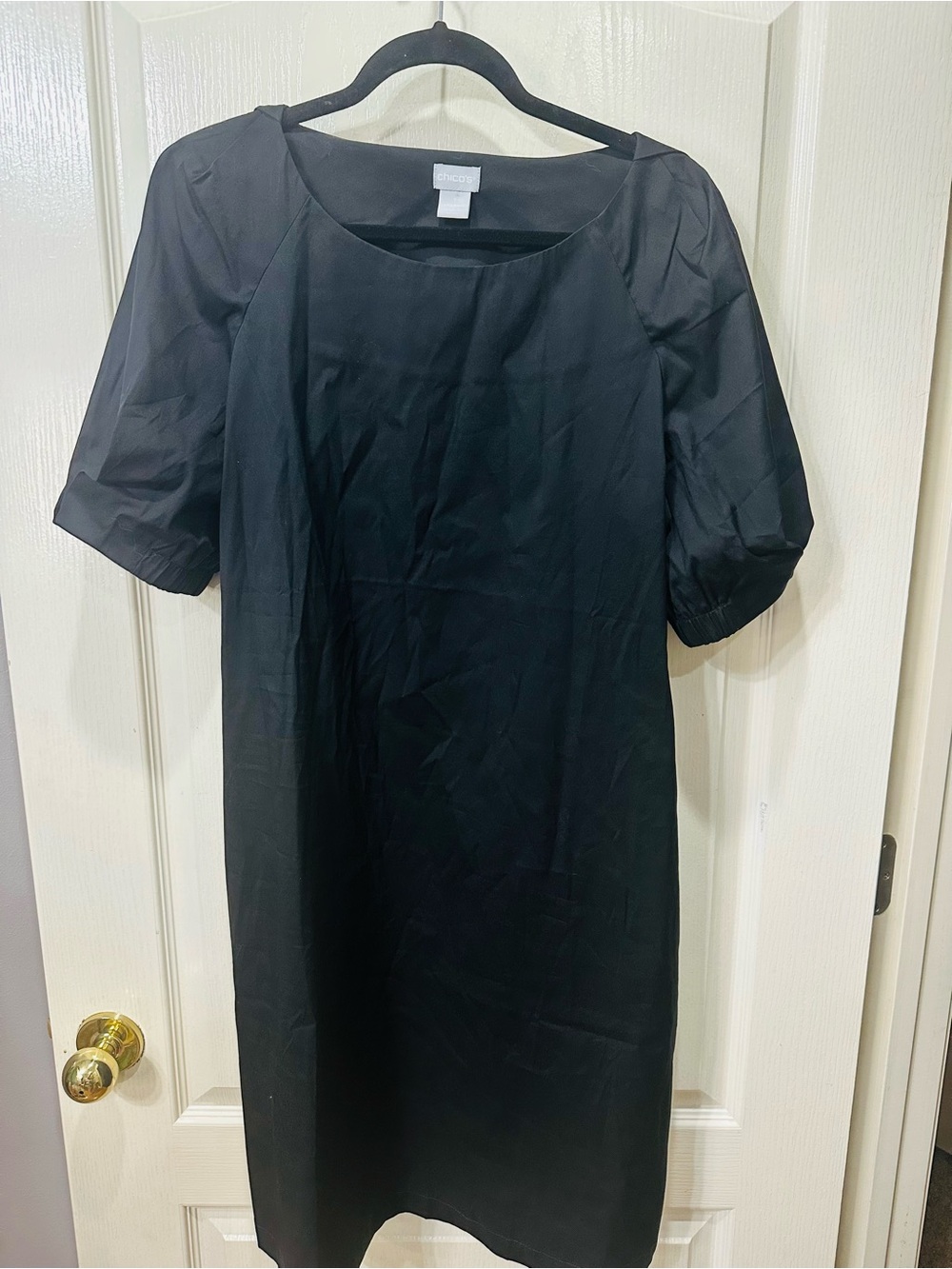 Chico's Black Short Sleeve Midi Shift Dress